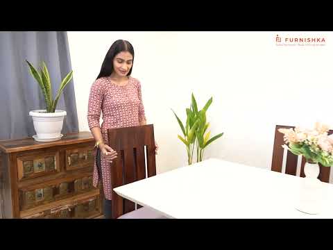 Vedha 6 Seater Indian Marble Top Dining Table with Sheesham Wood Legs