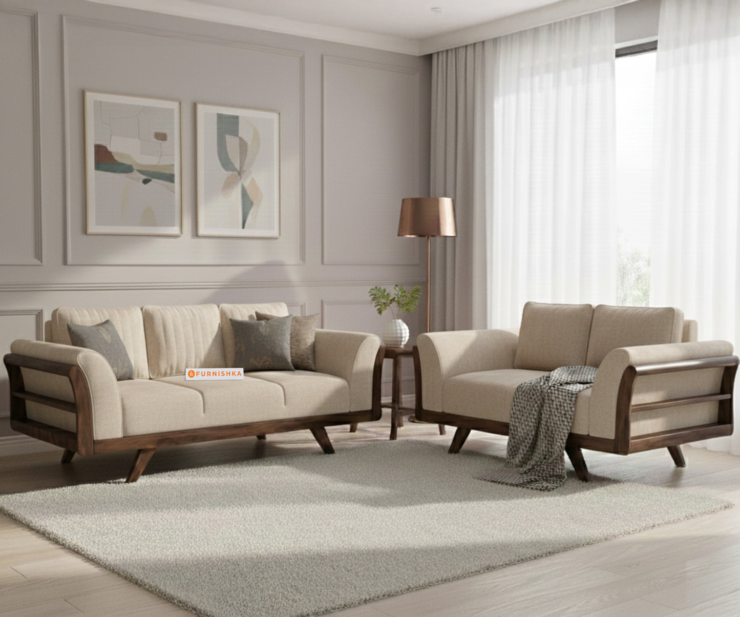 Sahara 3+2 Seater Sofa Set Light Beige
