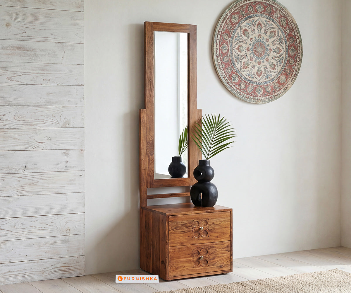 Symphony Wooden Dresser With Mirror in Acacia Wood