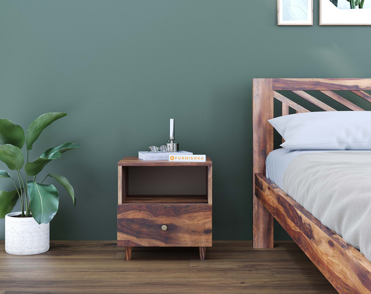 OG Lower Drawer Bedside Table In Sheesham - Yoho - Furnishka
