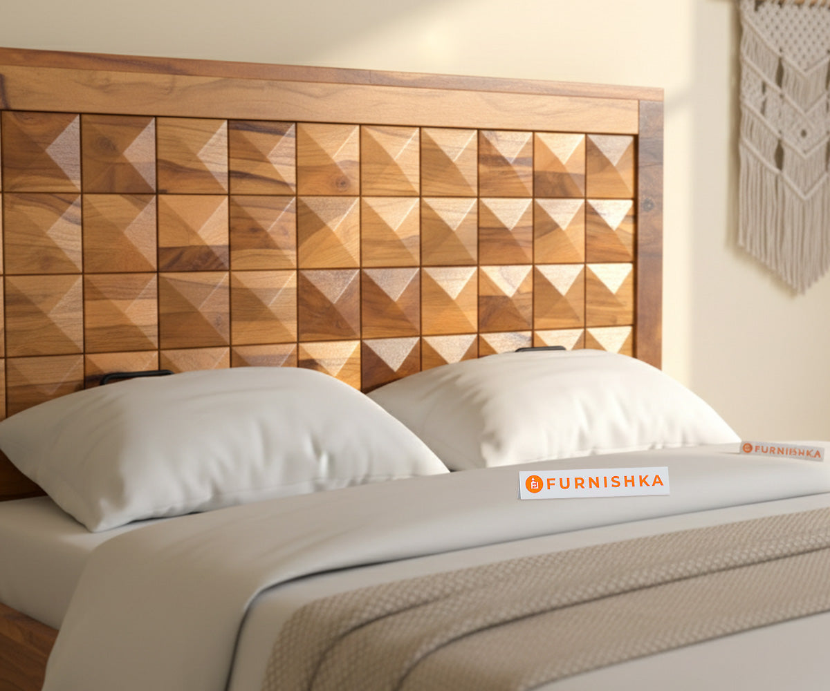 Teeva Real Teak Wood Hydraulic Bed Queen Size