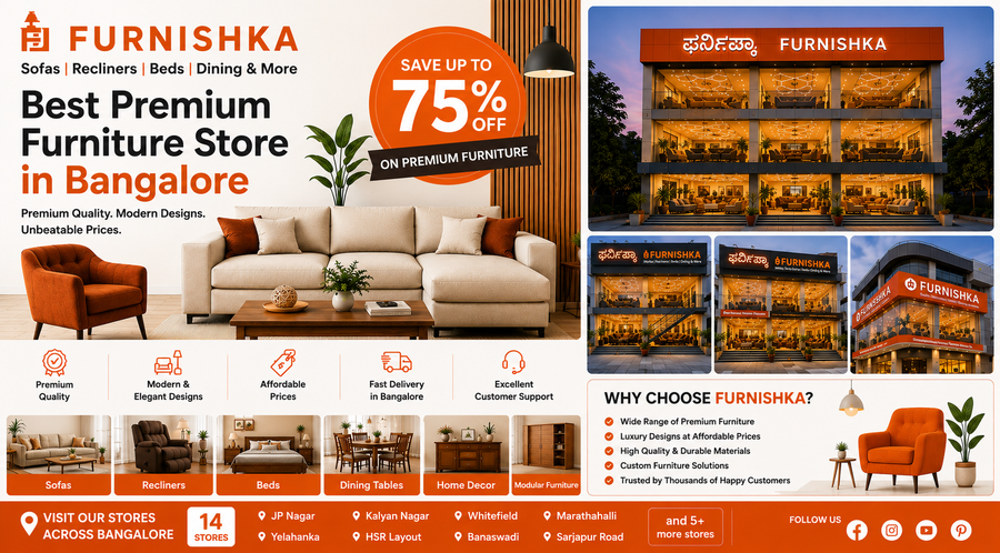 Best Premium Furniture Store in Bangalore | Save Up to 75% OFF at Furnishka