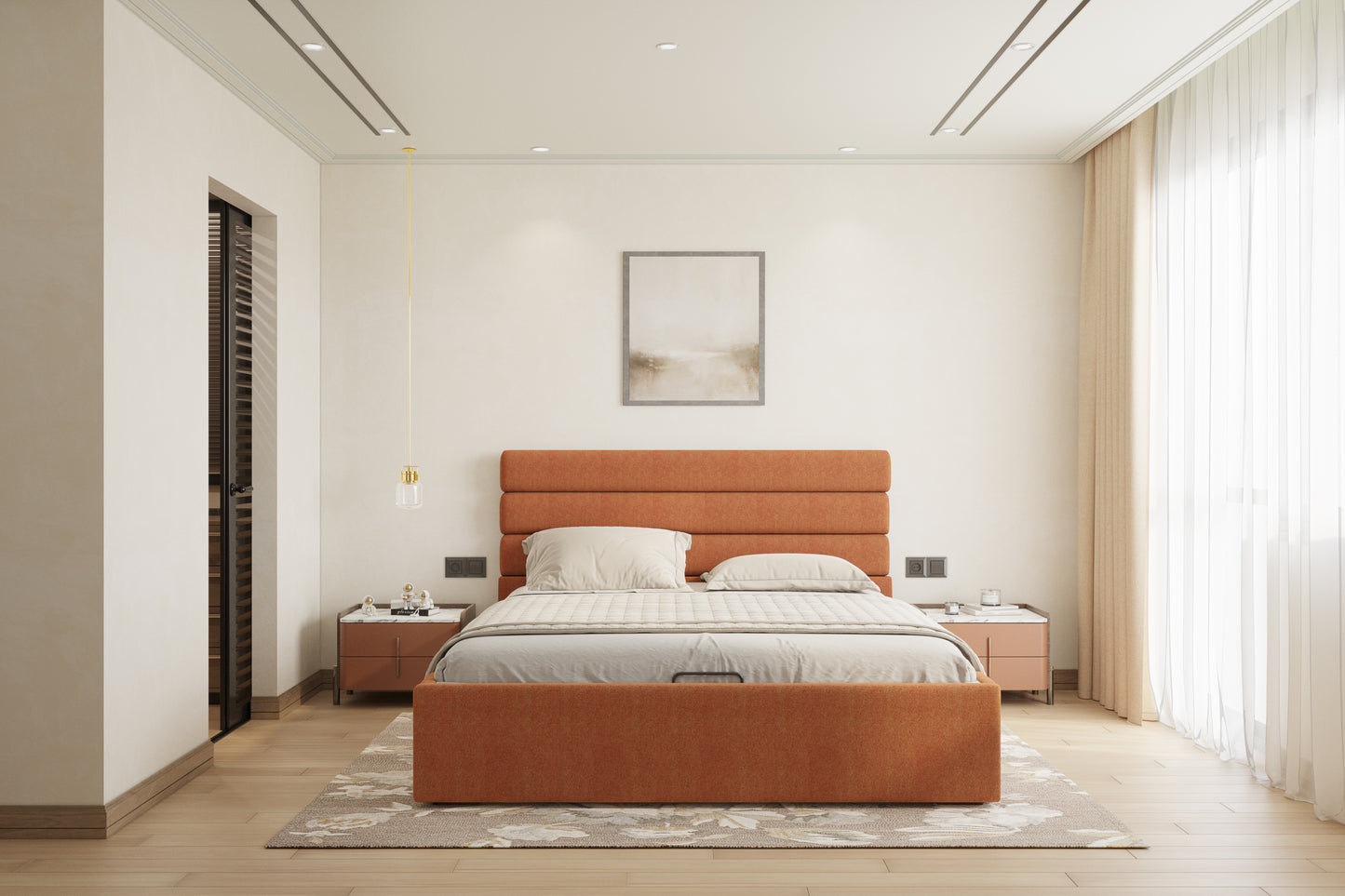 Rumi Bed (Fully Upholstered) 50+ colour options - King Size - Furnishka 