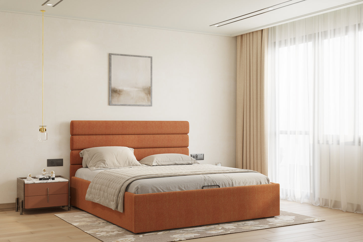 Rumi Bed (Fully Upholstered) 50+ colour options - King Size - Furnishka 