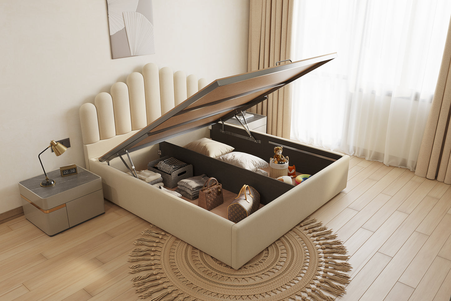 Dora Bed (Fully Upholstered) 50+ colour options - Queen Size - Furnishka 