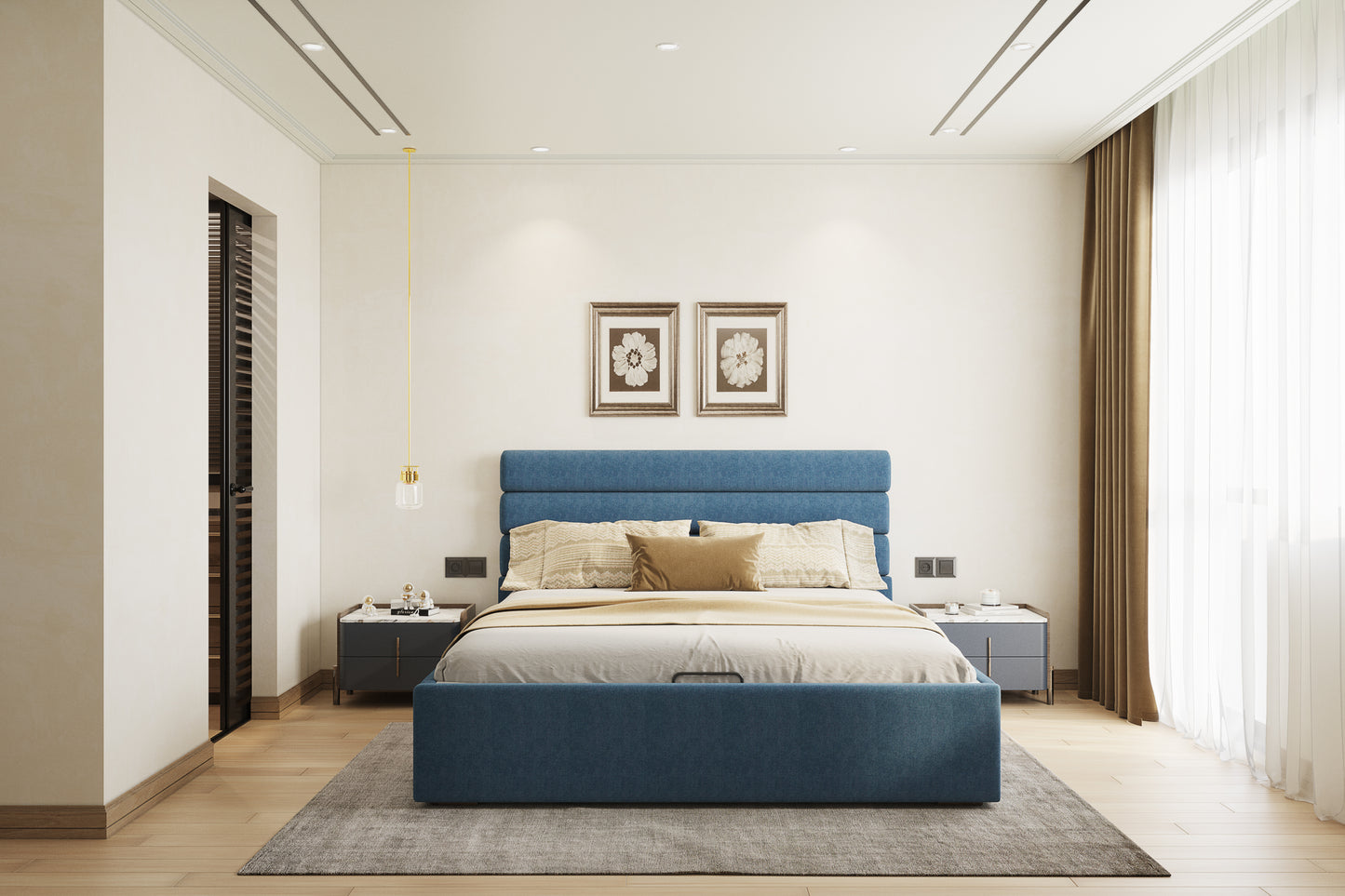 Rumi Bed (Fully Upholstered) 50+ colour options - King Size - Furnishka 