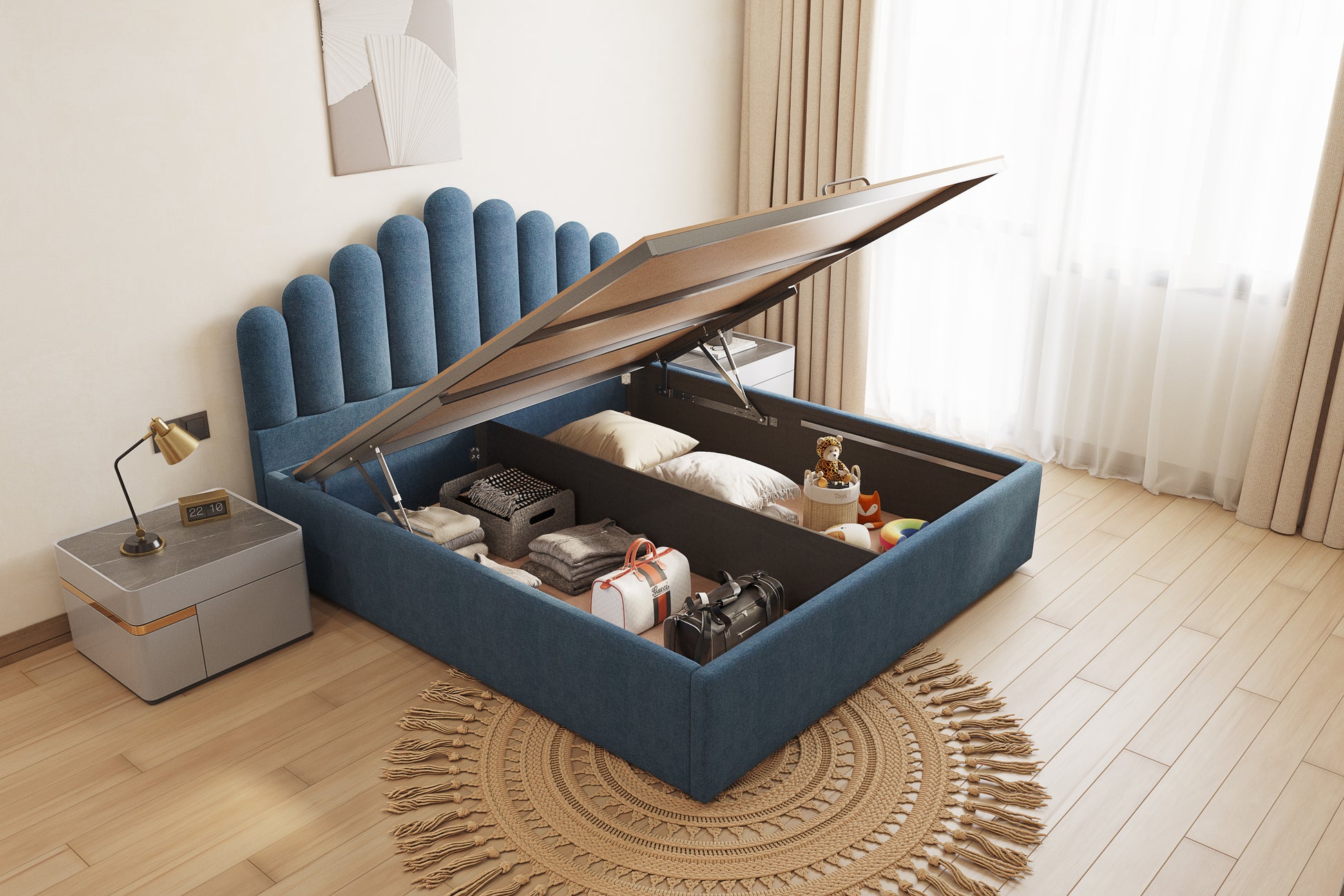 Dora Bed (Fully Upholstered) 50+ colour options - Queen Size - Furnishka 