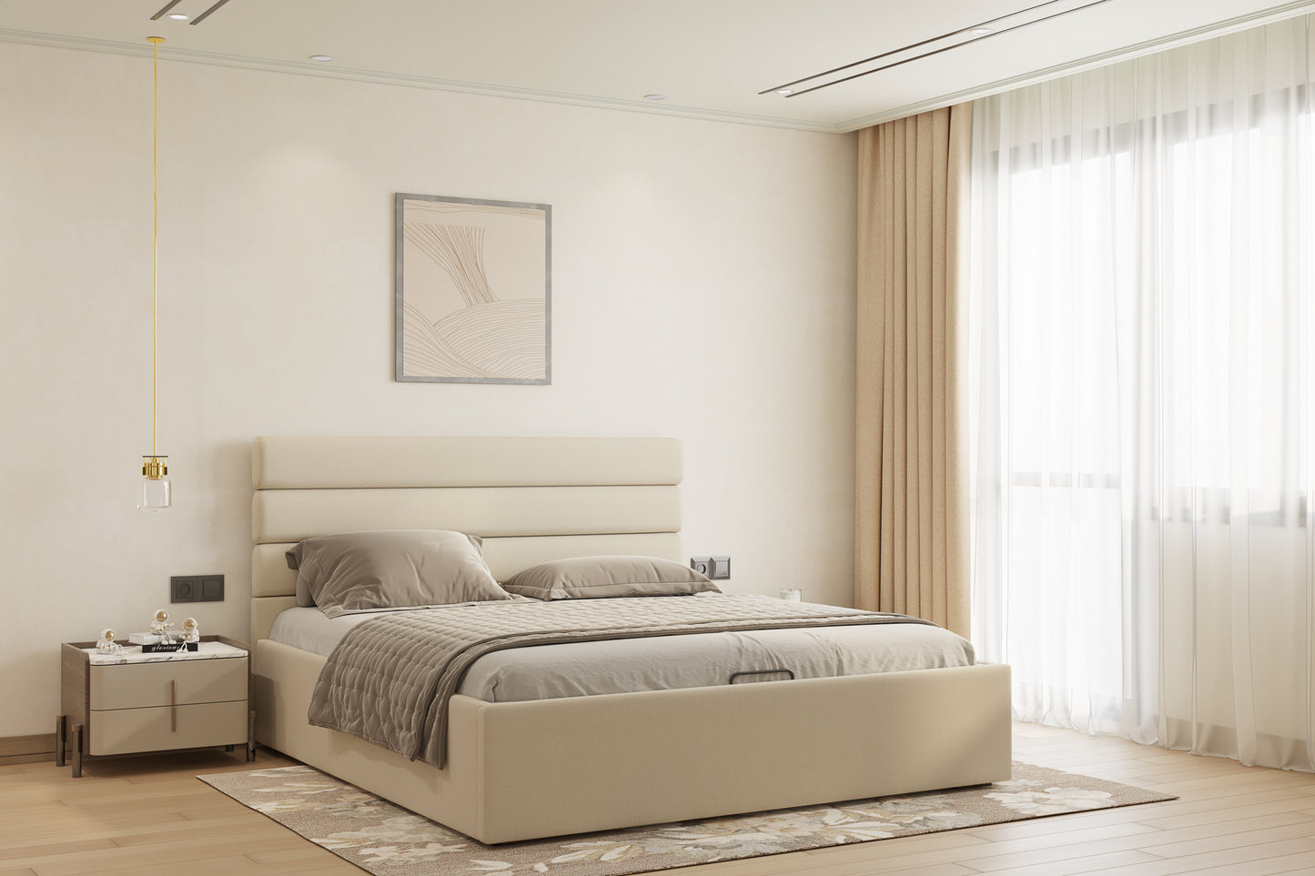 Rumi Bed (Fully Upholstered) 50+ colour options - King Size - Furnishka 