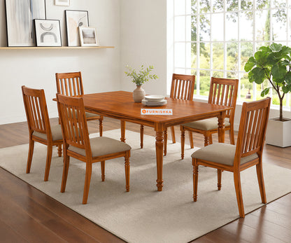 Sattva Teak Wood 6 Seater Dining Set
