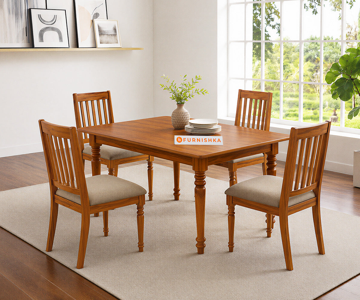 Sattva Teak Wood 4 Seater Dining Set