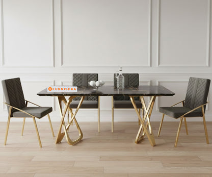 Dolce 4 Seater Dining Sets with Black Engineered Marble Top