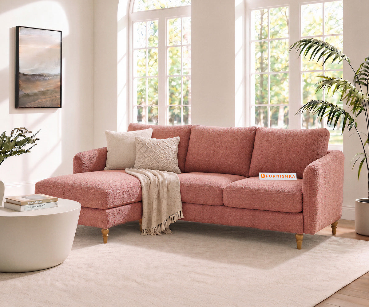 Flora 2 Seater Sectional Sofa LHS - Iceland Clay Rose