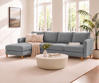 Flora 3 Seater Sectional Sofa LHS - Silver Grey