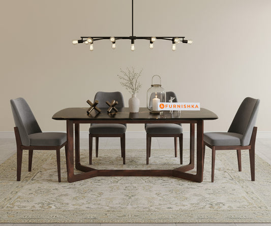 Vetra 4 Seater Dining Sets with Black Engineered Marble Top