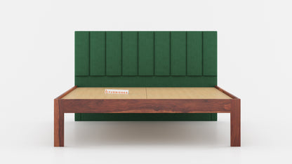 Augustus Sheesham Wood bed with Upholstered headboard Non Storage King Size