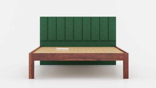 Augustus Sheesham Wood bed with Upholstered headboard Non Storage Queen Size
