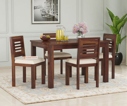 Daria Sheesham Wood 4 Seater Dining Sets With Cushion Top Chairs