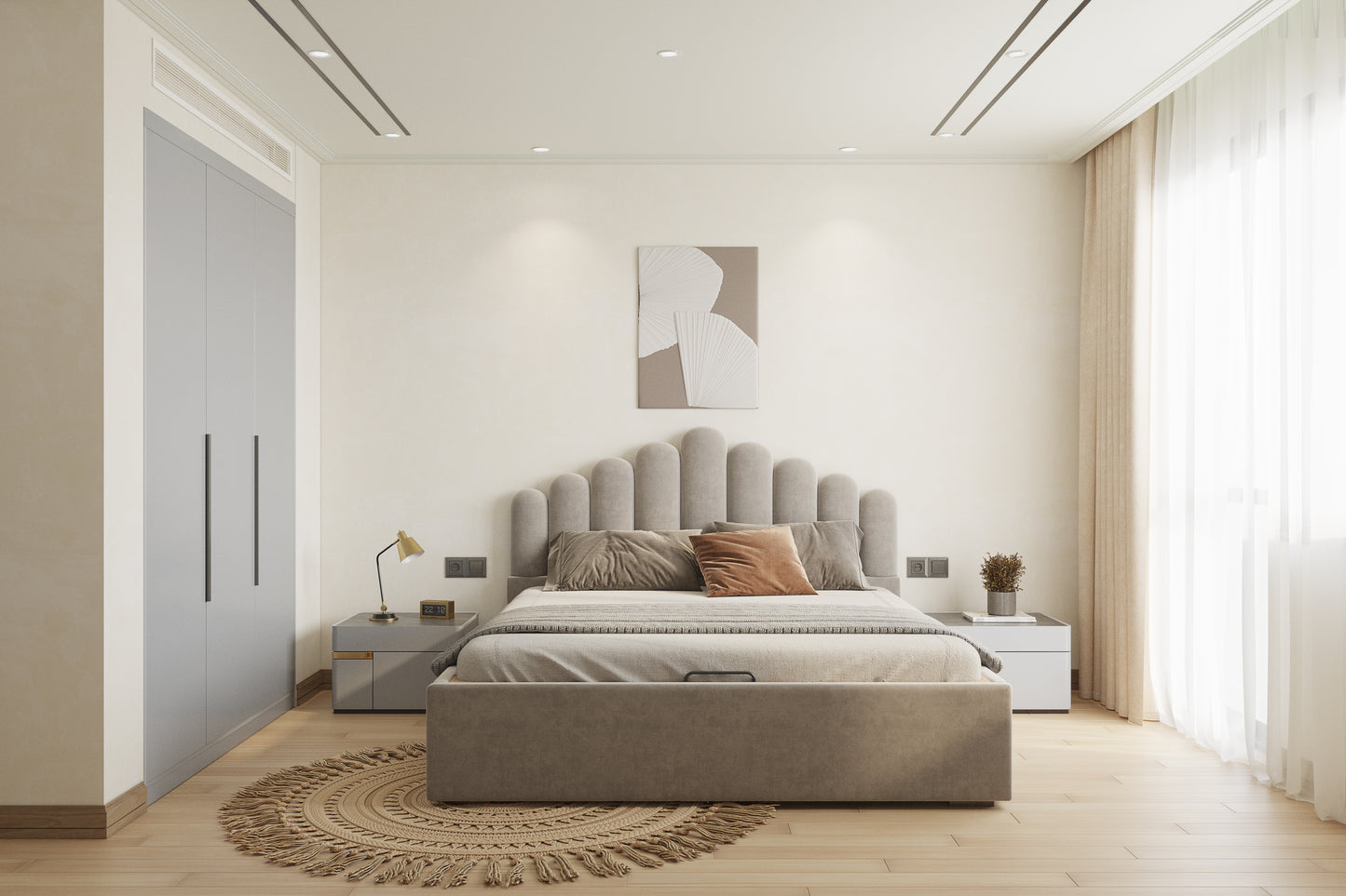 Dora Bed (Fully Upholstered) 50+ colour options - Queen Size - Furnishka 