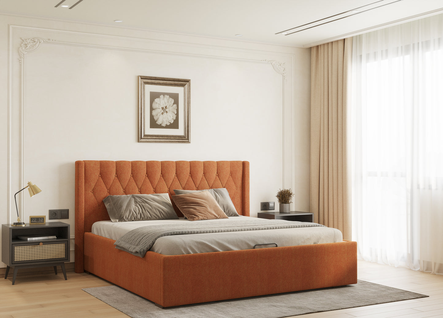Samawi Bed (Fully Upholstered) 50+ colour options - King Size - Furnishka 