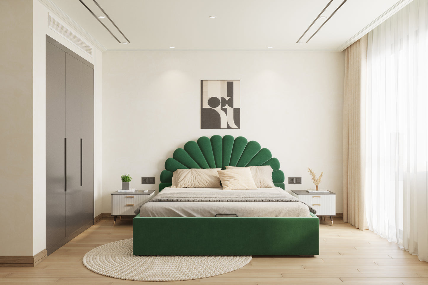 Satin Bed (Fully Upholstered) 50+ colour options - Queen Size - Furnishka 