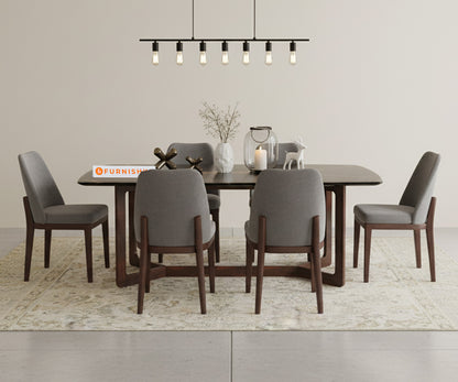 Vetra 6 Seater Dining Sets with Black Engineered Marble Top