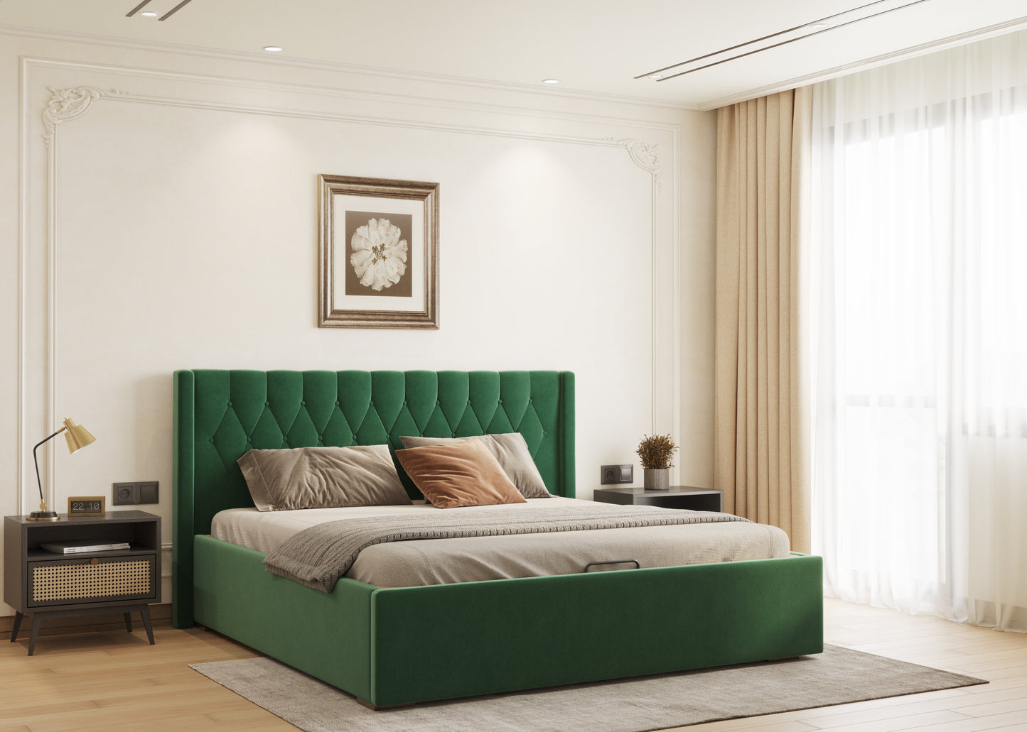 Samawi Bed (Fully Upholstered) 50+ colour options - King Size - Furnishka 