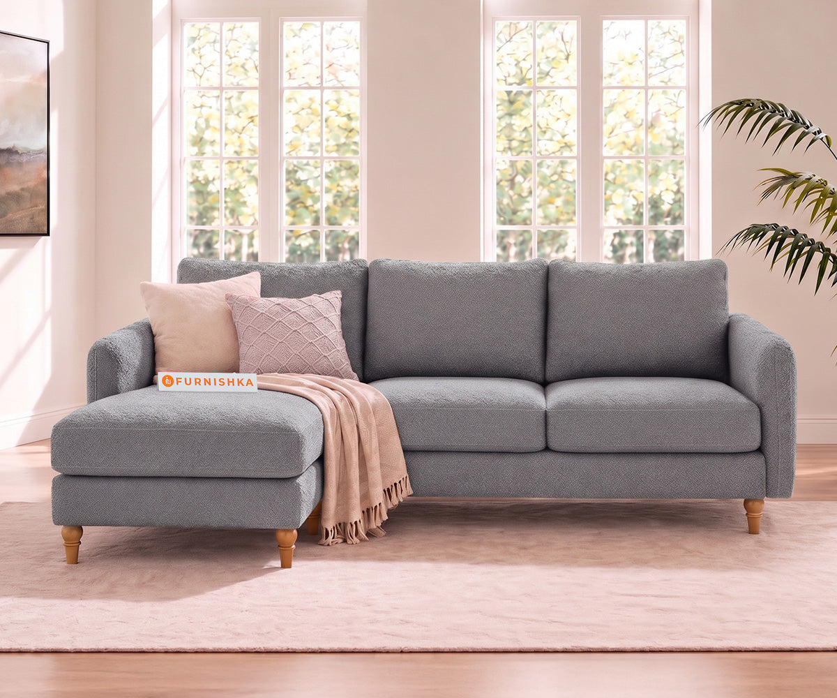 Flora 2 Seater Sectional Sofa LHS - Silver Grey