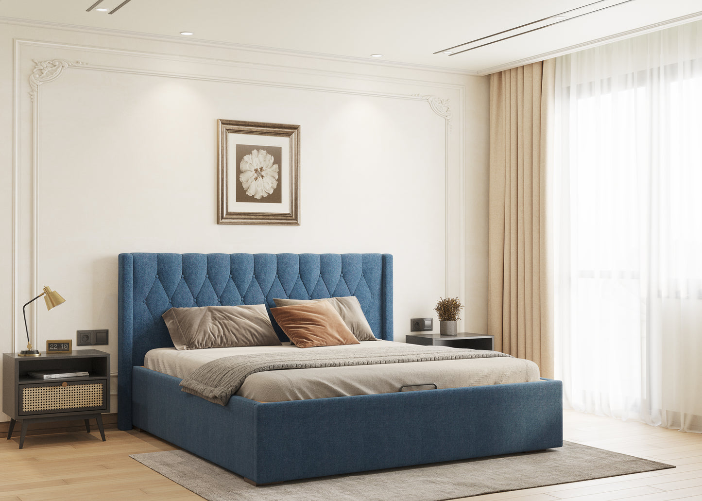 Samawi Bed (Fully Upholstered) 50+ colour options - King Size - Furnishka 