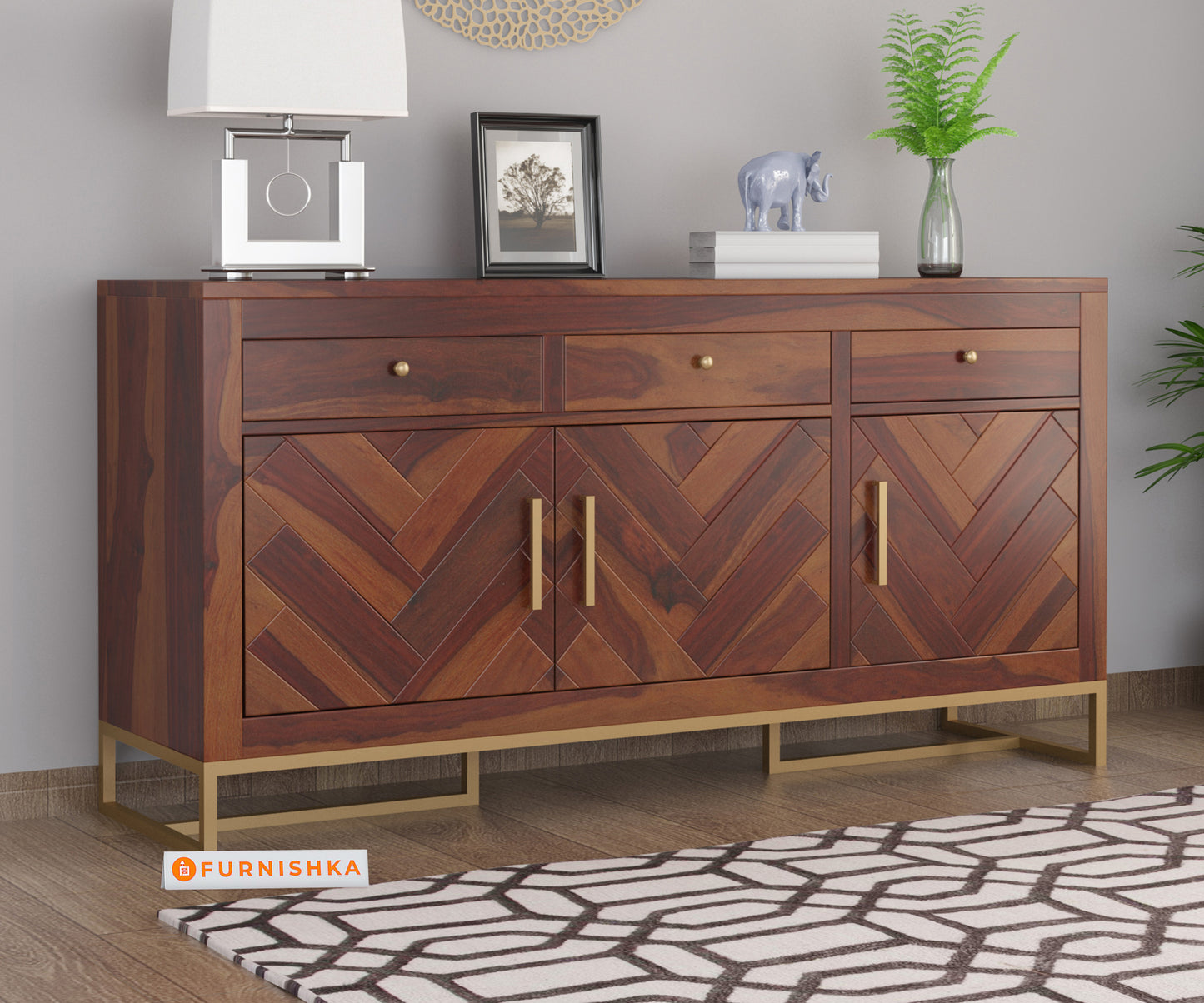 Helie Sheesham Wood Cabinet and Sideboard