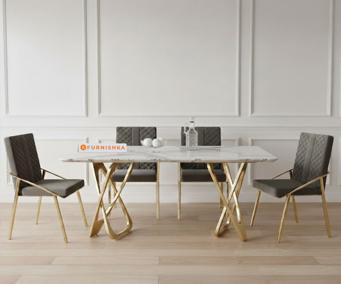 Dolce 4 Seater Dining Sets with Indian Banswara Marble Top