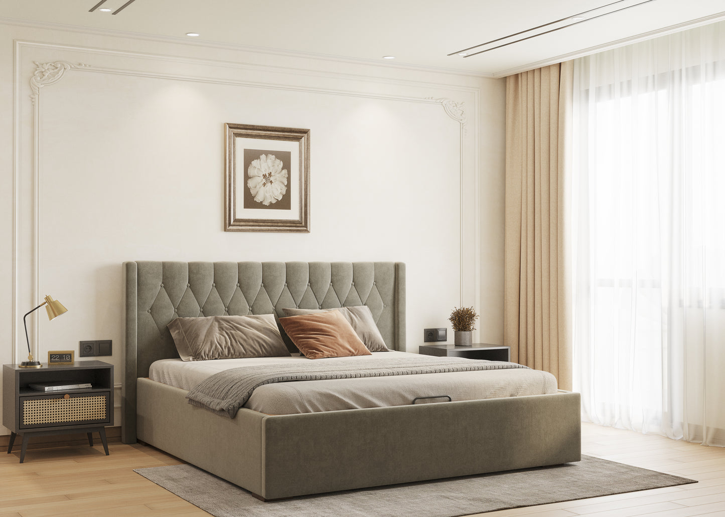 Samawi Bed (Fully Upholstered) 50+ colour options - King Size - Furnishka 