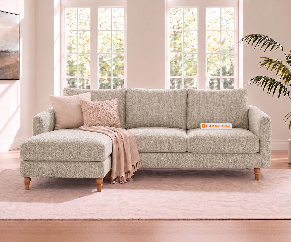 Flora 2 Seater Sectional Sofa LHS - Bone White