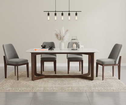 Vetra 4 Seater Dining Sets with White Engineered Marble Top