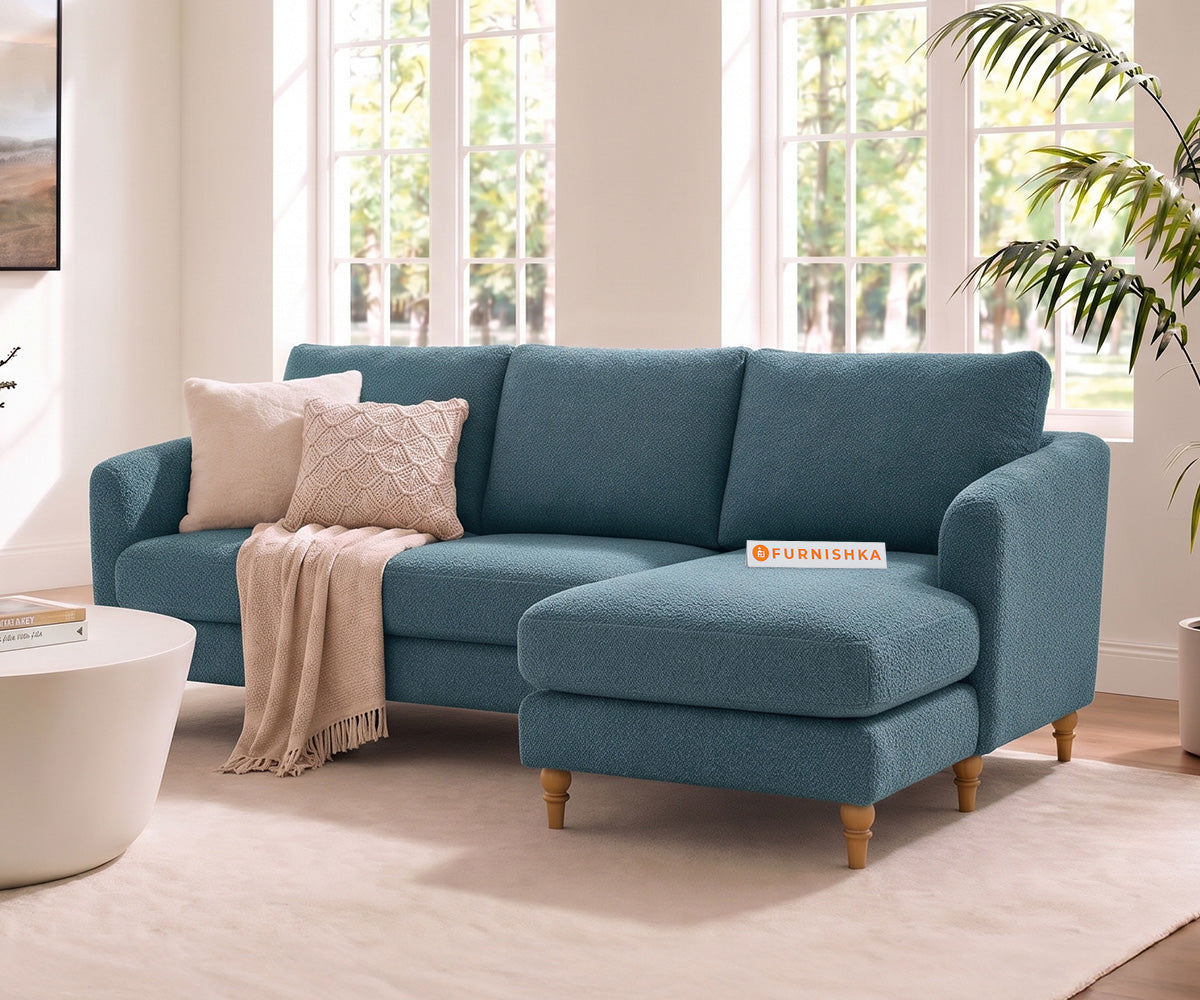 Flora 2 Seater Sectional Sofa RHS - Vintage Aqua