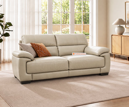 Derby 2 Seater Leather Sofa in Silver