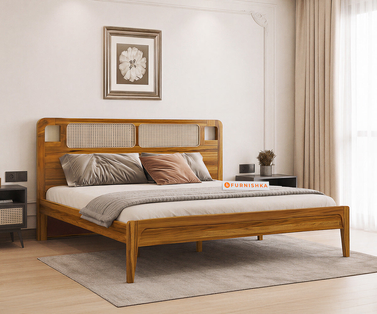 Ukti Teak Wood Bed with Non-Storage Queen Size