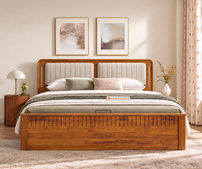 Eterno Teak Wood Hydraulic Bed King Size