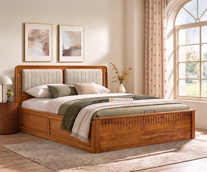 Eterno Teak Wood Hydraulic Bed Queen Size