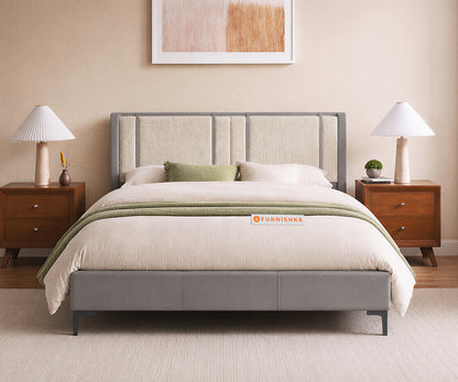 Vero Queen Non-Storage Upholstered Bed in Infinity Grey and Bone White