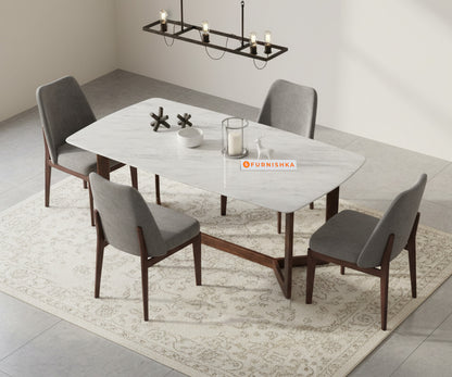 Vetra 4 Seater Dining Sets with White Engineered Marble Top