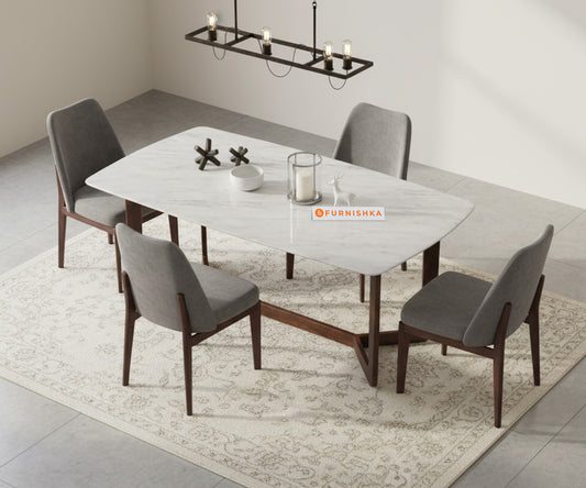 Vetra 4 Seater Dining Sets with White Engineered Marble Top