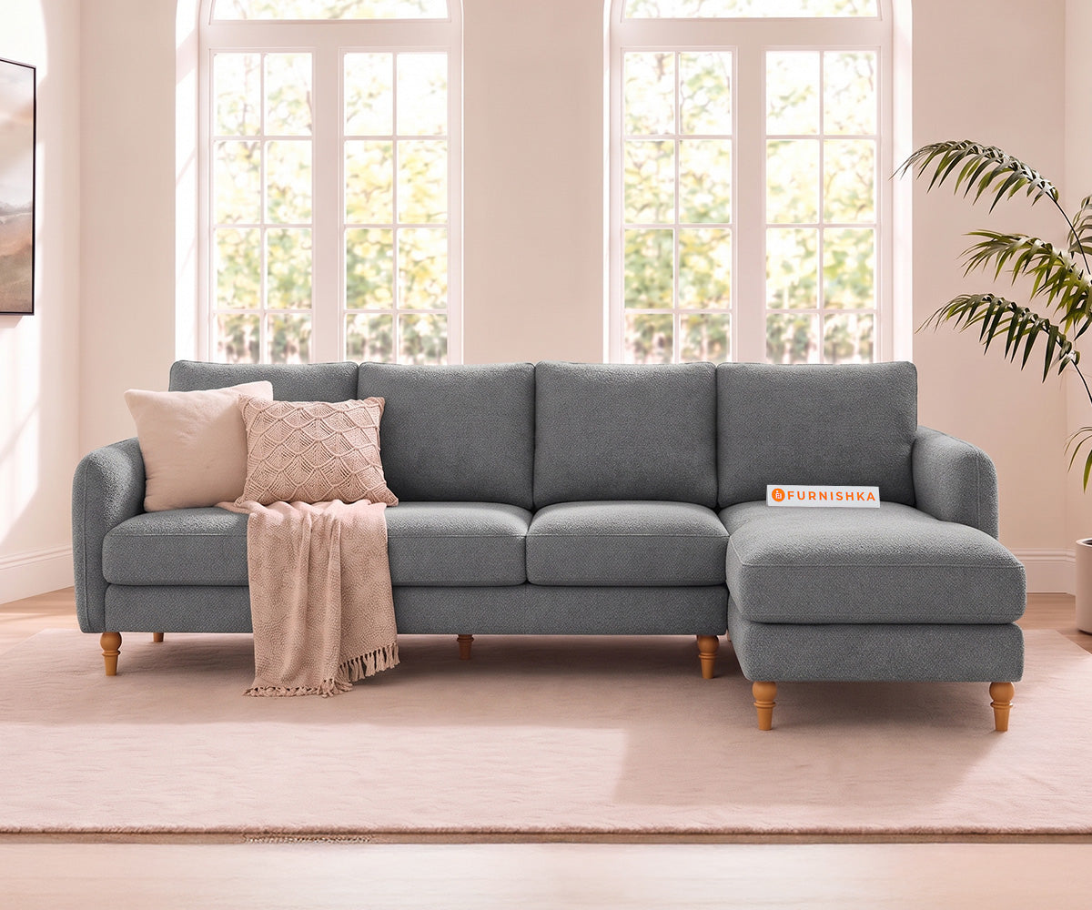 Flora 3 Seater Sectional Sofa RHS - Silver Grey