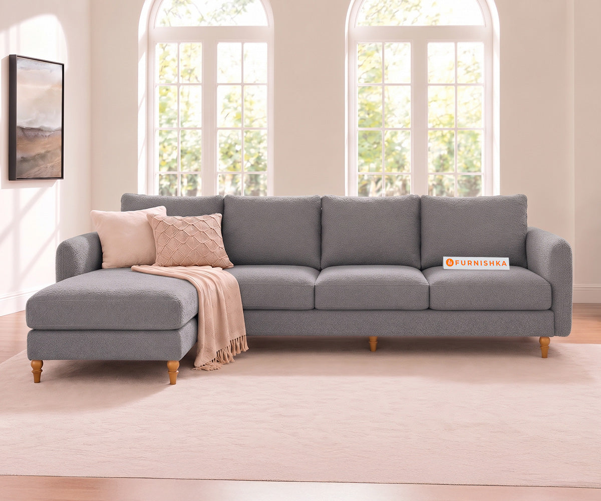 Flora 3 Seater Sectional Sofa LHS - Silver Grey