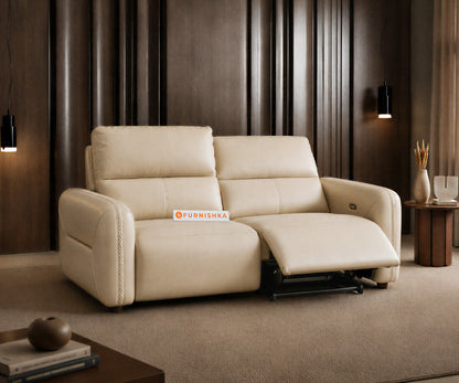 Bradon 3 Seater Leather Recliner in Forest White