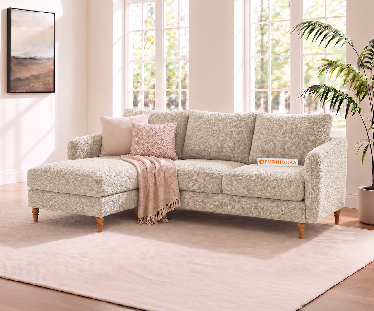 Flora 2 Seater Sectional Sofa LHS - Bone White