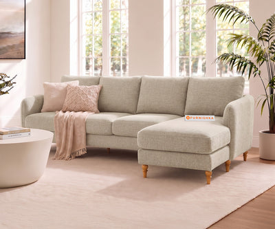 Flora 3 Seater Sectional Sofa LHS - Bone White