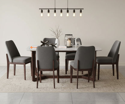 Vetra 6 Seater Dining Sets with White Engineered Marble Top