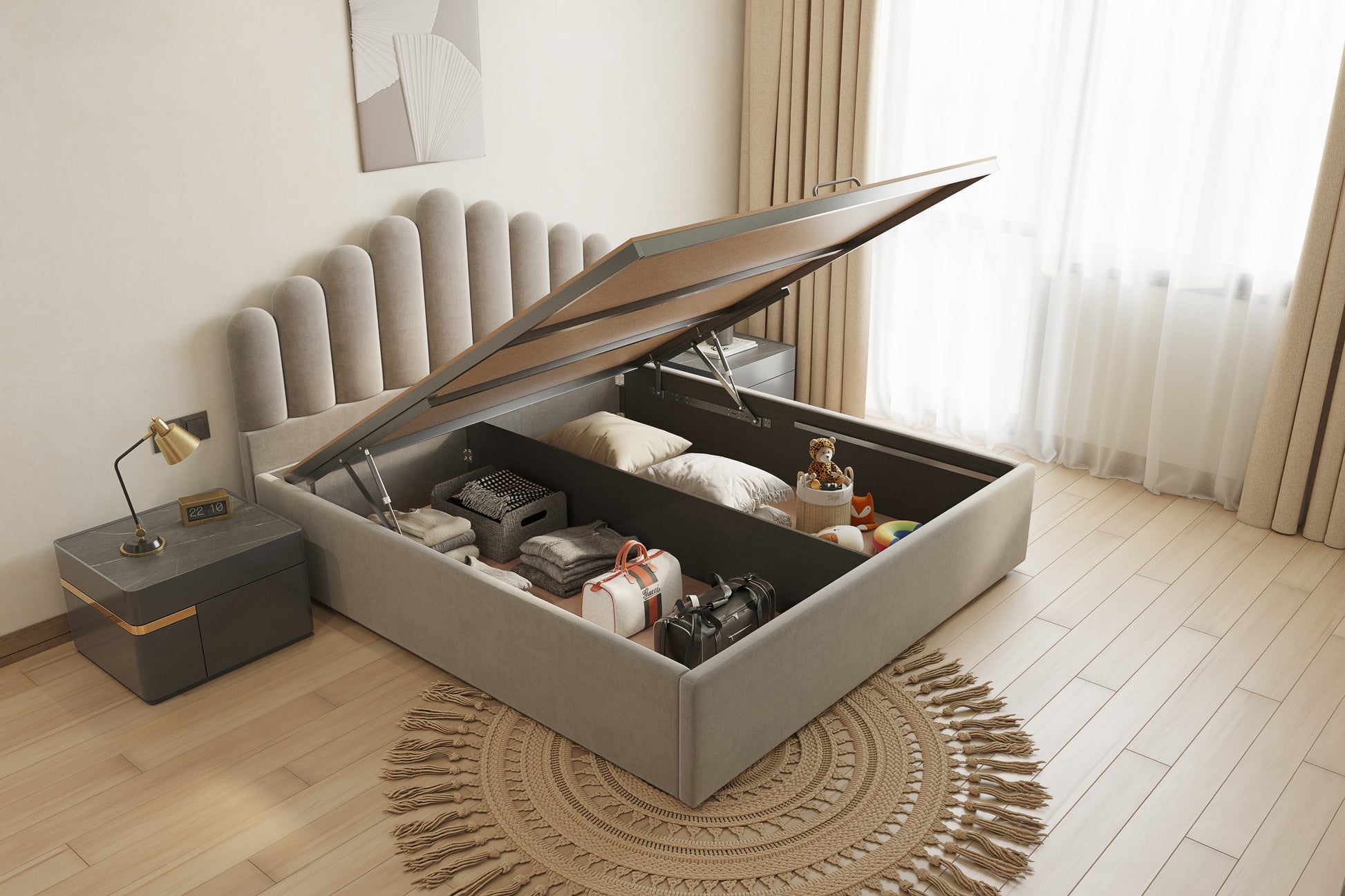 Dora Bed (Fully Upholstered) 50+ colour options - Queen Size - Furnishka 