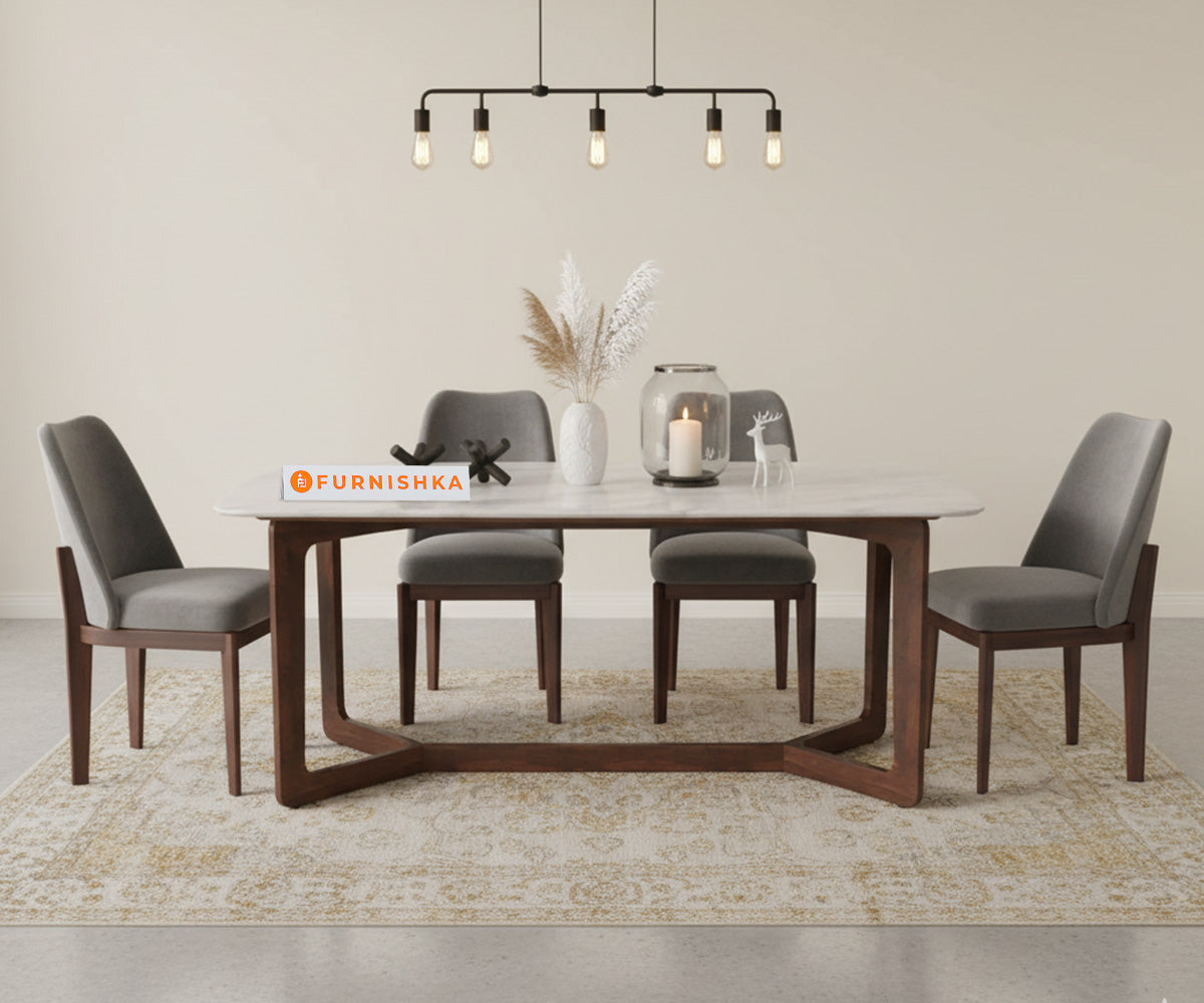 Vetra 4 Seater Dining Sets Quartz Marble Top