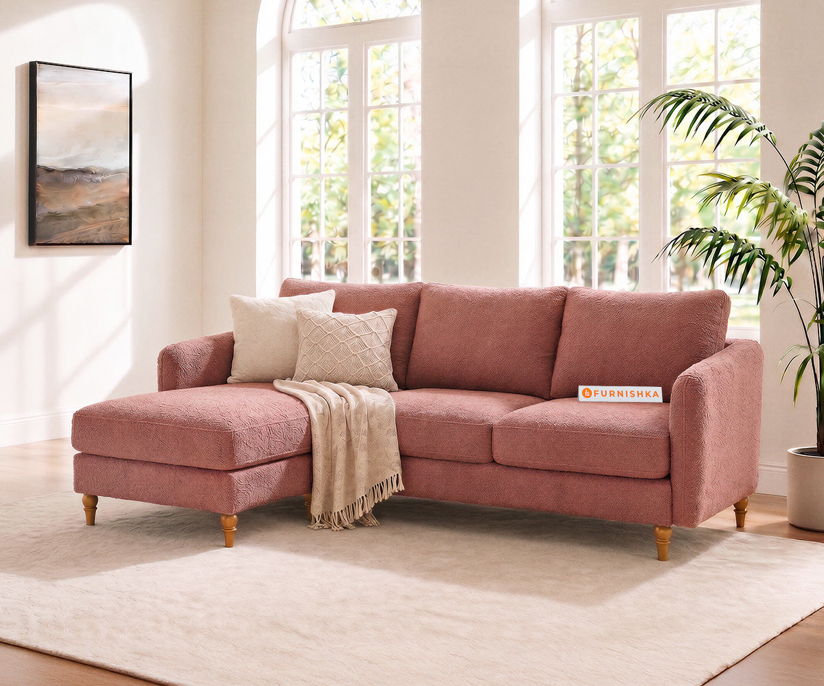 Flora 2 Seater Sectional Sofa LHS - Iceland Clay Rose